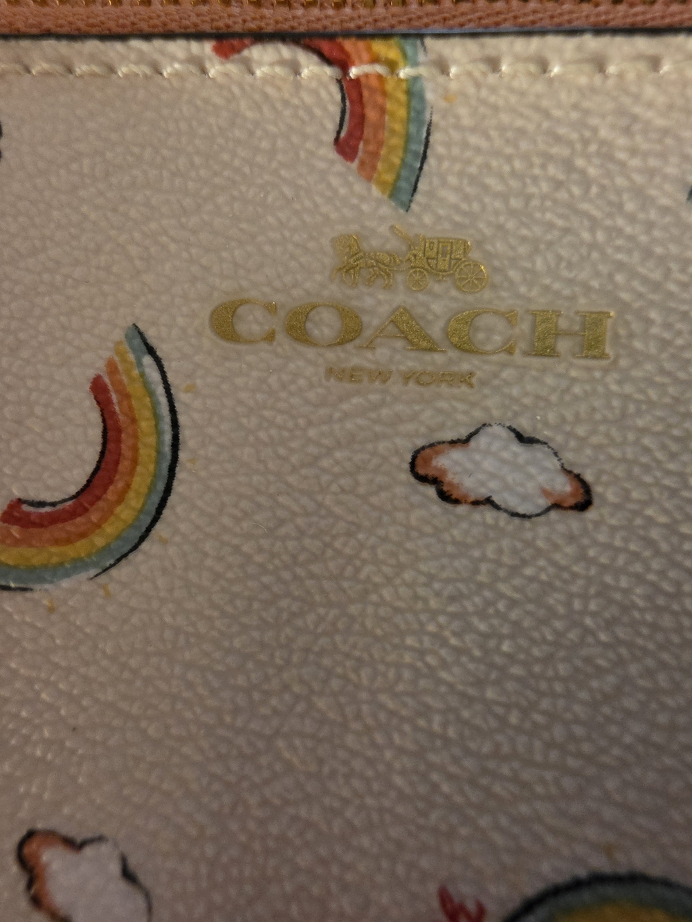 Coach Rainbow Signature Canvas Corner Zip Wristlet